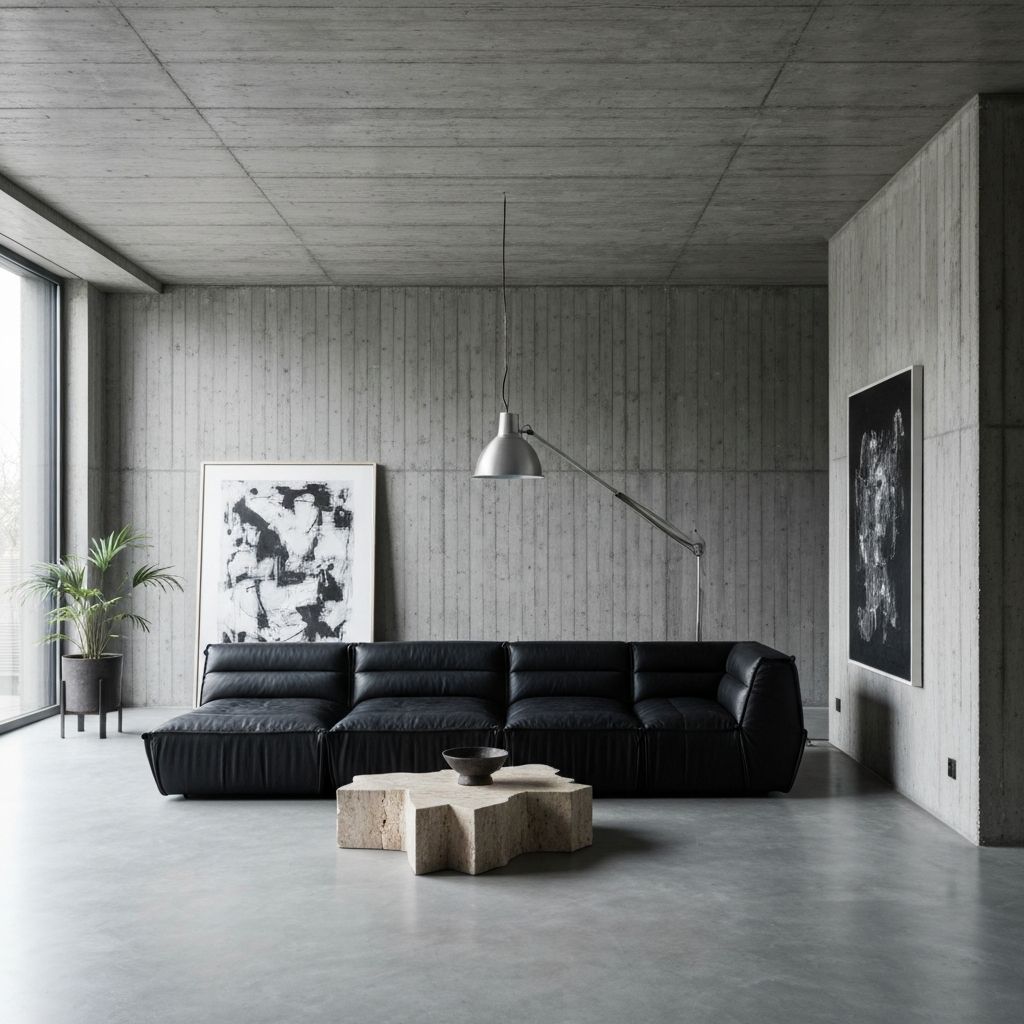 Brutalist interior style example.